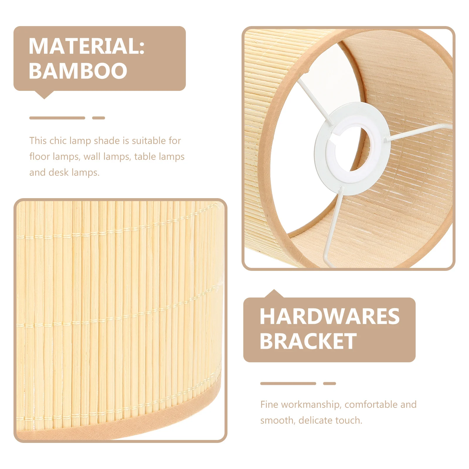 

Drum Lampshade Bamboo Weave Design Vintage Light Cover for E27 E14 Socket Ideal for Desk Lamp Wall Light Indoor Decoration