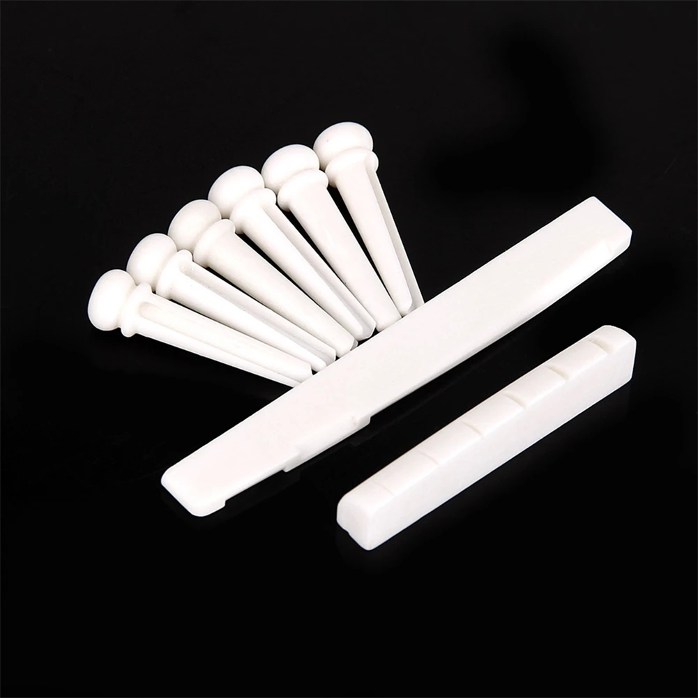 Bridge Bone Bridge Real Bone Saddle And Nut Set White 6 String 9 Pcs Set Acoustic Guitar Bone Bridge Bridge Pins