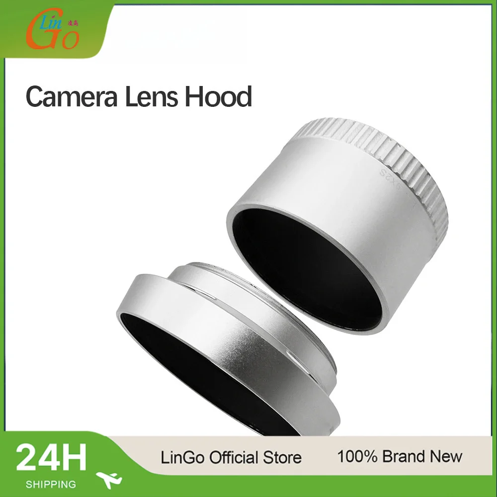 Lin Go Metal Vented Lens Hood for Leica X1 X2, 49mm Screw Mount Lens Shade + Adapter Ring LA-49X2S