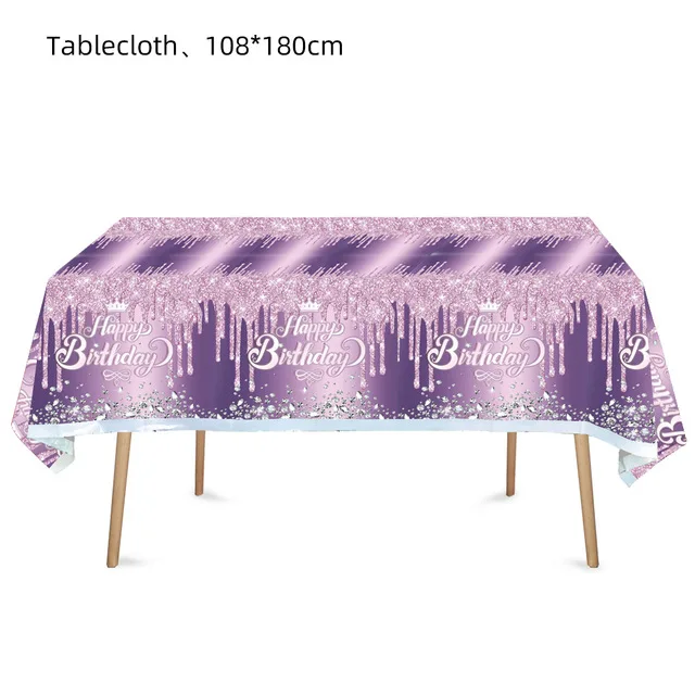 Lila Laser-Tischdecke, glitzernde Geburtstagsdekoration, Hochzeitsfeier, rosa Aluminiumfolie, große Tischdecke, Partyzubehör für Babypartys – Detail 15