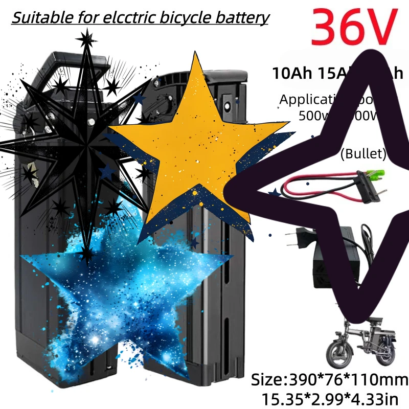 36V 21700 Silver Fish Ebike Battery Pack 20Ah High Energy Lithium‑Ion Battery with BMS for Folding Bike E‑Bike Conversion Kit