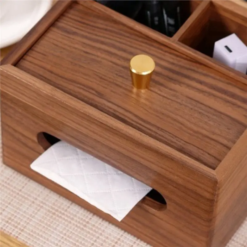 SEWS-Wooden Desk Storage Box For Stationery Remote Control Wood Tissue Box Household Living Room Coffee Table