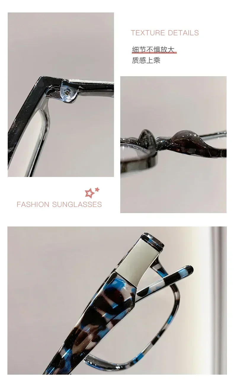 0~ +4,0 Leoparden-Lesebrille, Anti-Blaulicht-Druck, Presbyopie-Brille, neutral, rechteckig, schwarzer Brillenrahmen, ältere Menschen – Detail 1