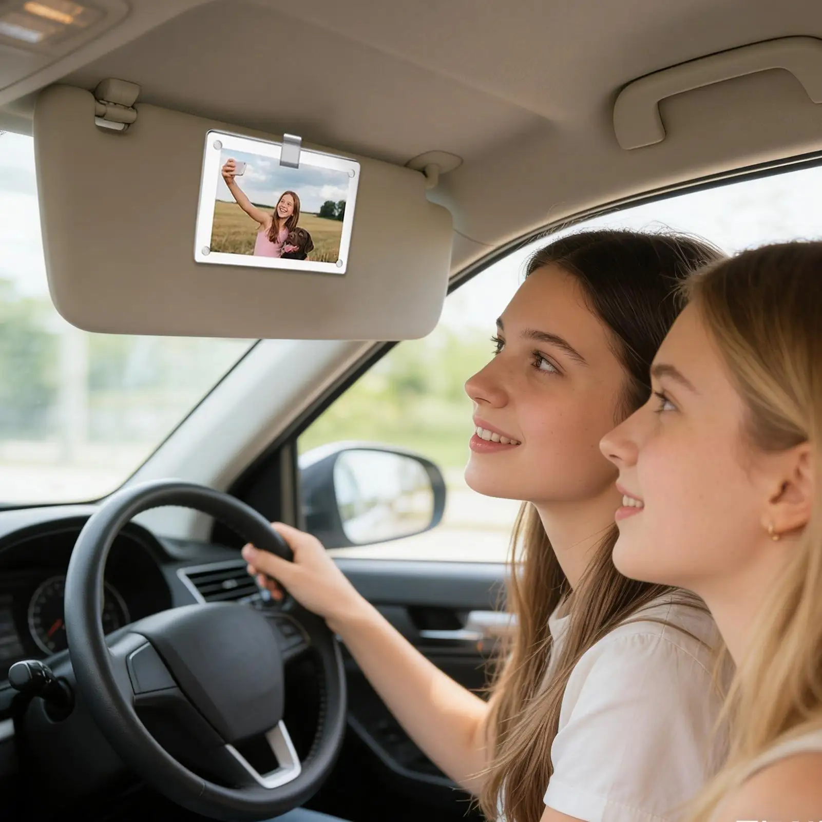 Magnetic Car Sun Visor Photo Clip, Transparent Car Visor Clip Picture Frame for Sedan SUV Minivan Commuting Travel Road Trip