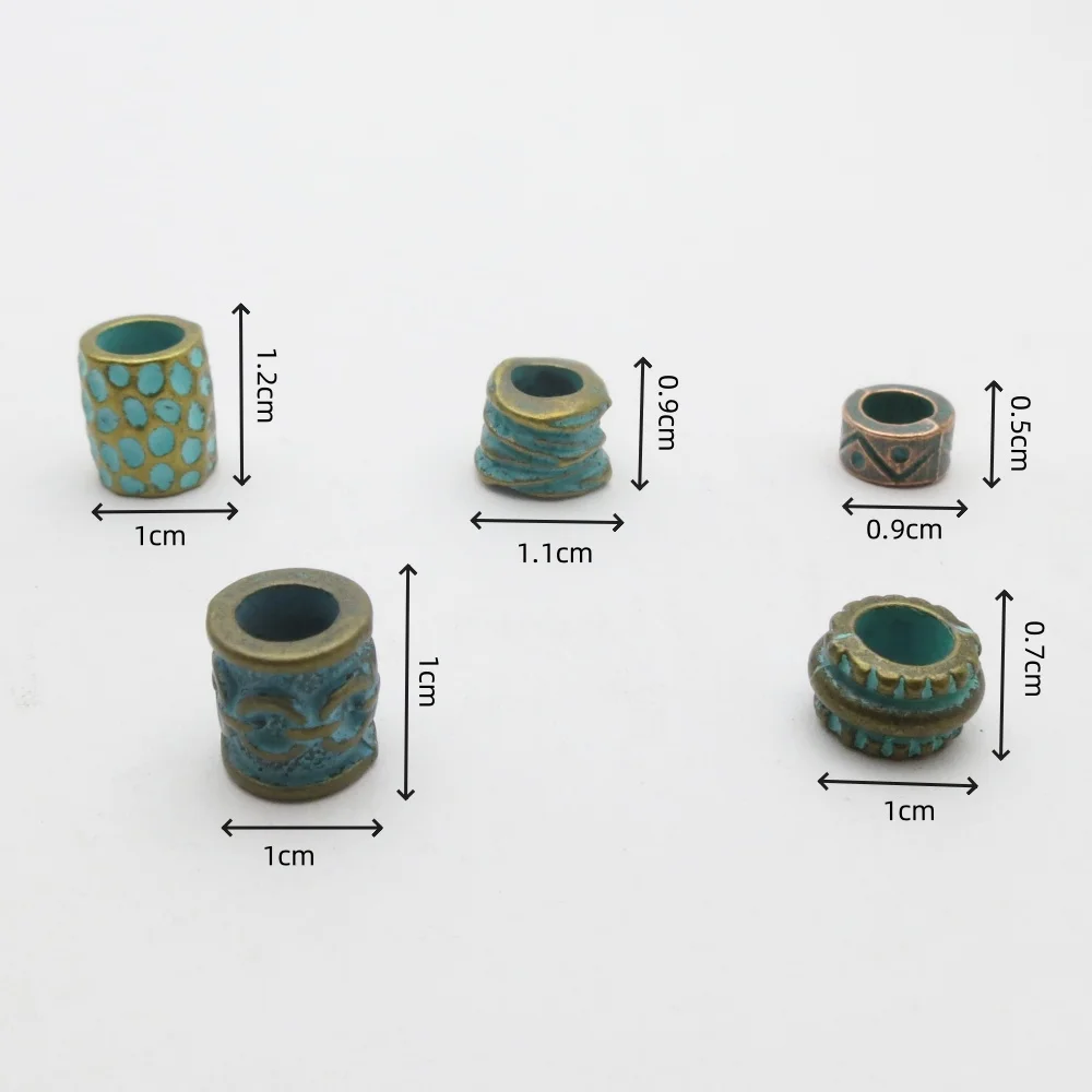 10Pcs Metal Bronze African Viking Hair Braid Dread Dreadlock beard Beads Rings For Jewelry Making, DIY Hair Decoration﻿
