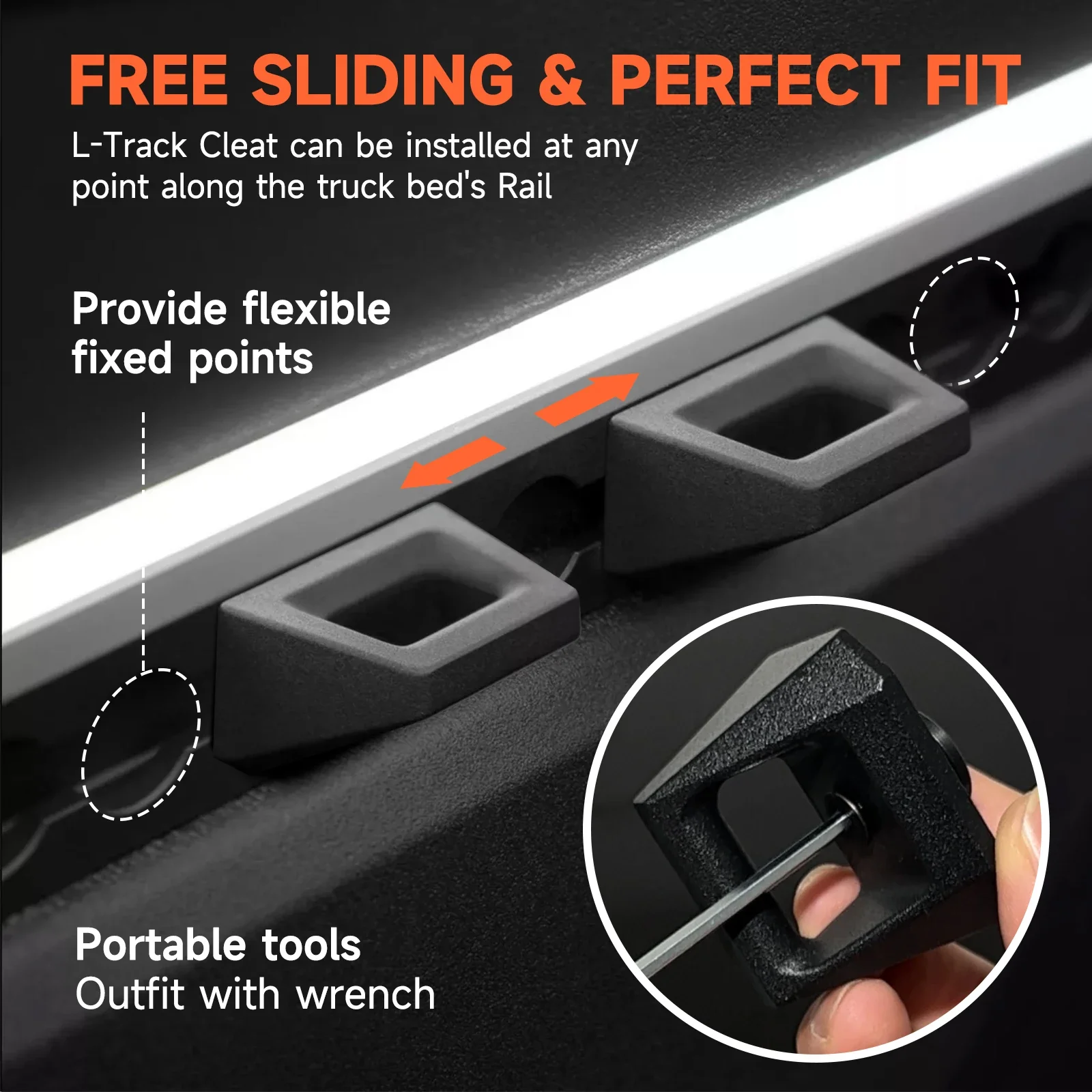 2 PCS Black Truck Bed Rail Track Hooks For Tesla Cybertruck 2025 2024 2023 Heavy Duty Steel L Track Splints Hook Accessories view 3