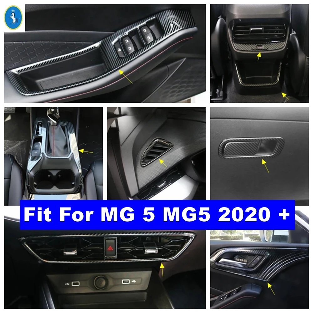 

Stainless Steel AC Air Outlet / Door Handle Bowl / Gear Shift Box Cover Trim For MG 5 MG5 2020 2021Carbon Fiber Look Accessories