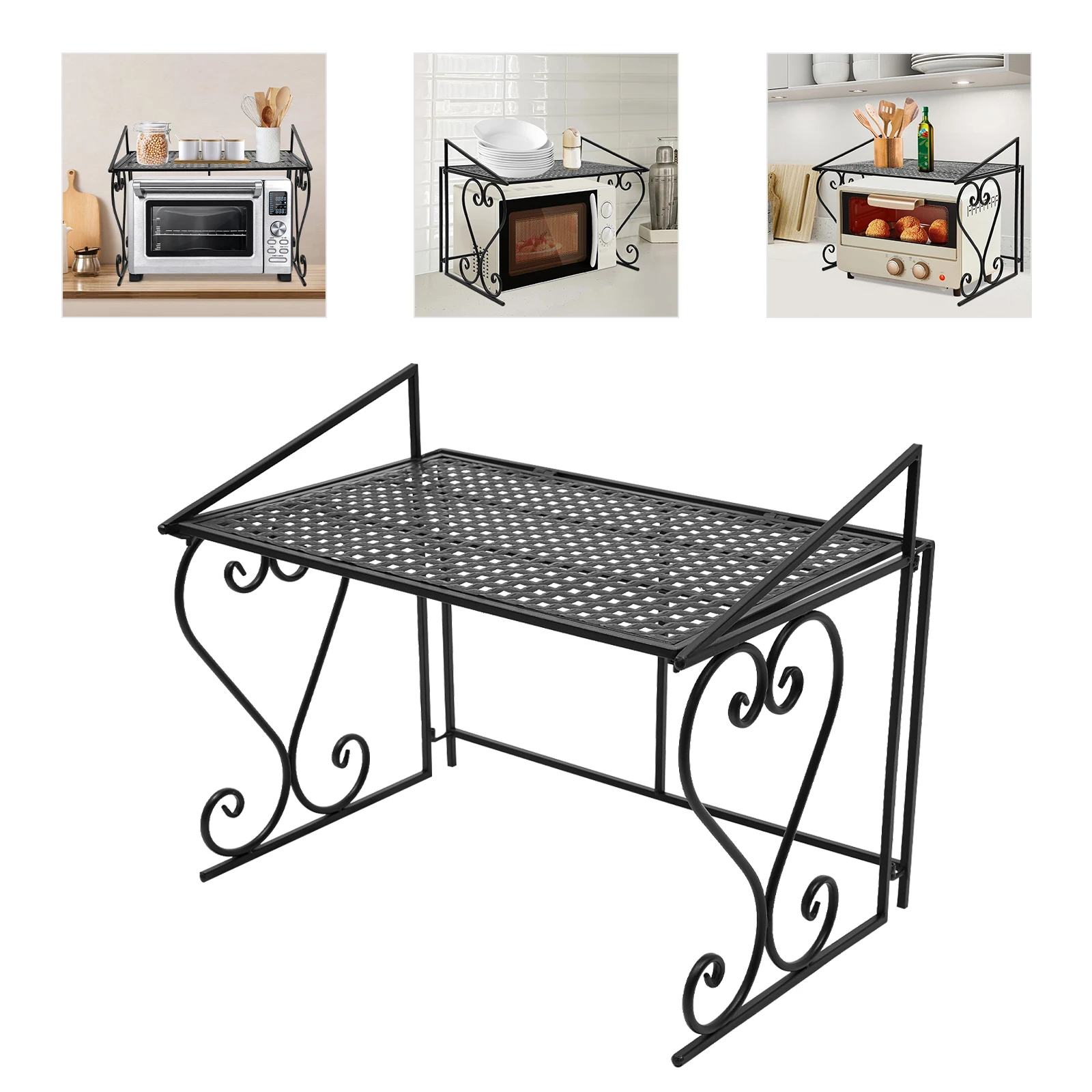 Sturdy & Durable Microwave Oven Shelf & Rack for Enhanced Kitchen Storage & Organization, Easy-Install