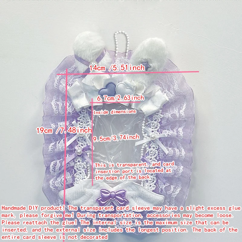 Plush Bunny Ear Heart Star Angel Wing Bead Decor Ruffle Lace Photocard Display Card Holder Lolita 3 Inch KPOP Photocard Decor Frame Macaron Polaroid Photo Frame Idol Collection Decor photocard topper view 6