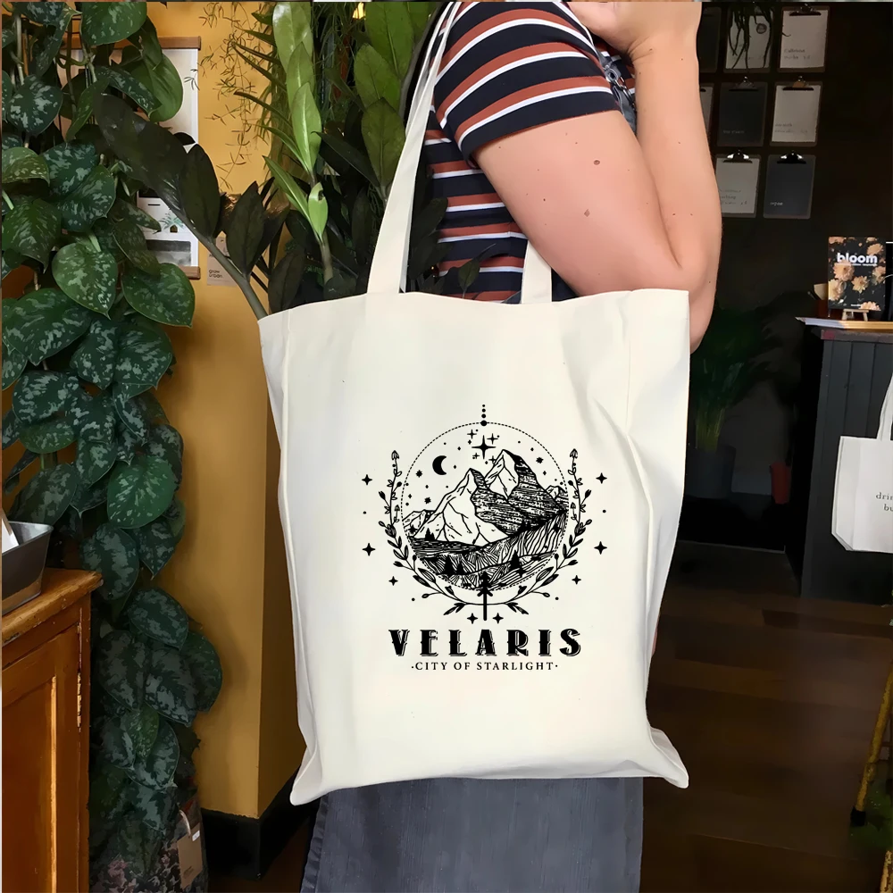 Velaris miasto Starlight torba z Tote, ACOTAR Tote, nocny sąd Sarah J msza, Velaris Tote Bag, dom wiatru, półksiężyc miasta