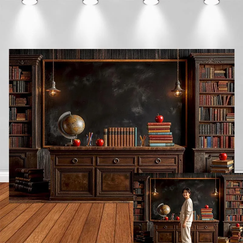 LS Vintage World Map Globes Geography Classroom Photography Backdrop Back to School Kids Portrait Photo Background Studio Props