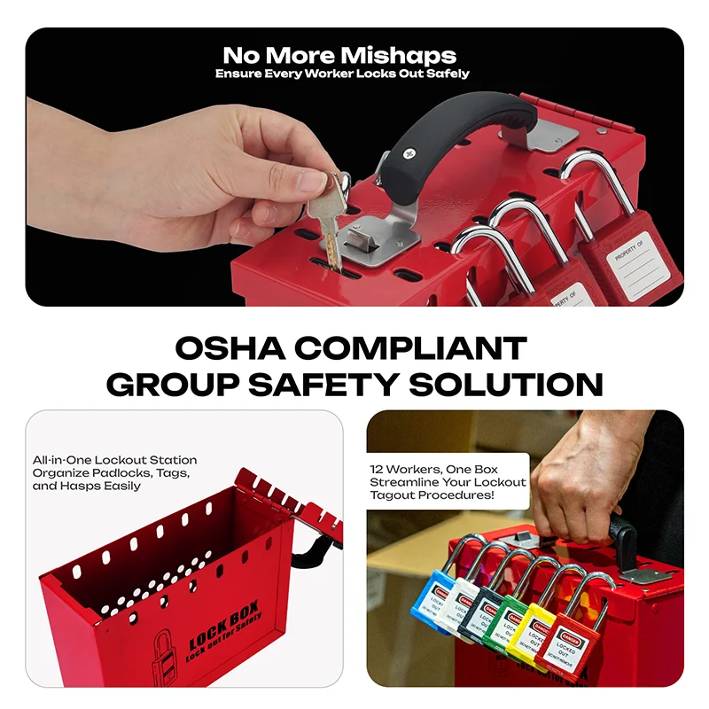 BOZZYS Lockout Tagout Box Portable Safety For OSHA Compliance Group To Prevent Misoperation