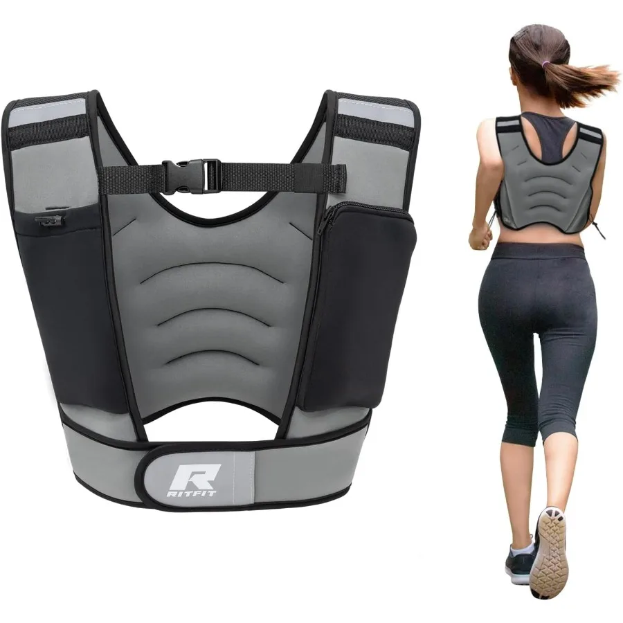 

Утяжеленный жилет, весовой жилет 8 фунтов со светоотражающими полосками, регулируемый жилет для тренировок для женщин и мужчин, силовые тренировки, бег