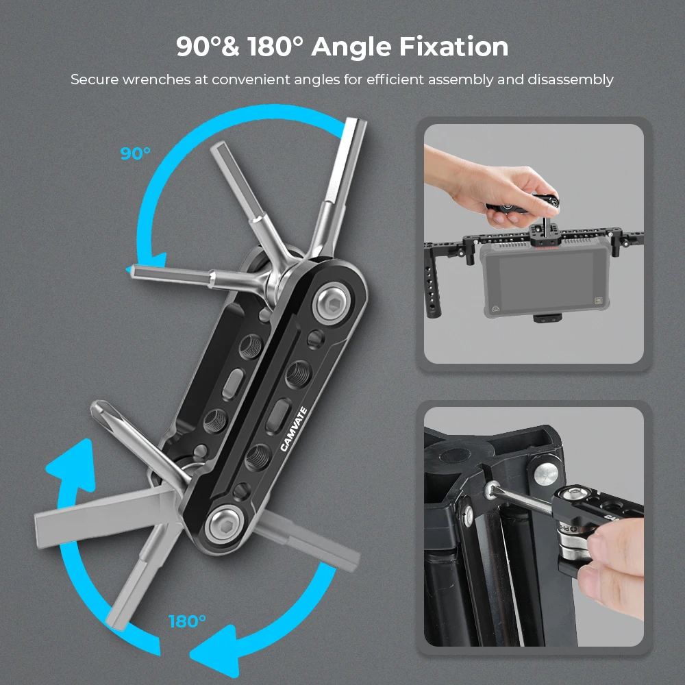 CAMVATE Strumenti funzionali pieghevoli 6 in 1 Set di strumenti tascabili universali per fotocamera DSLR con cacciaviti e chiavi