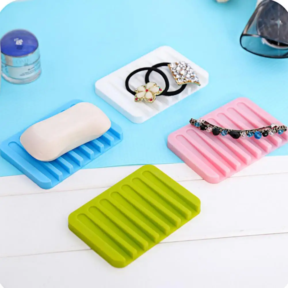 11.4*8cm Soap Holder Quick Self-draining Anti-skid Flexible Bathroom Soap Storage Tray Organizer Home Hotel Kitchen Soap Rack