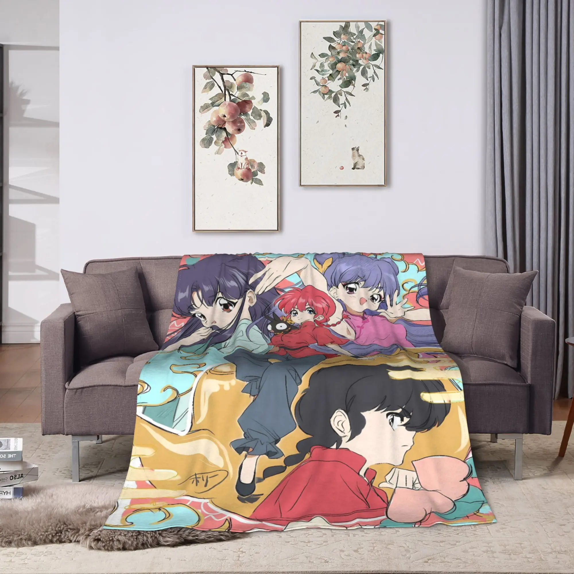Koc Ranma Saotome Ciepły Miękki Kocyk Dziecięcy Dorosły Pluszowa Narzuta na Łóżko Puszysta Flanelowa Narzuta na Łóżko Sofa Pokrowiec na Łóżko