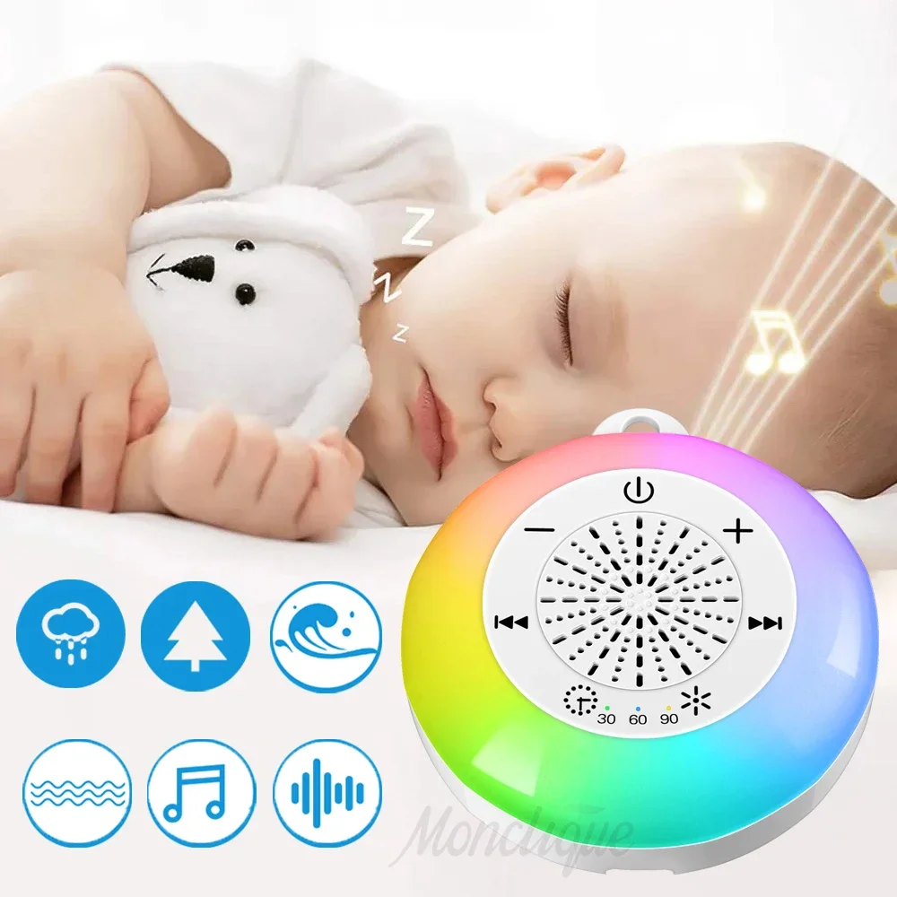 

Baby Sleep White Noise Machine USB Rechargeable Timed Shutdown Sleep Machine Baby Sound Player Night Light Timer Noise Player
