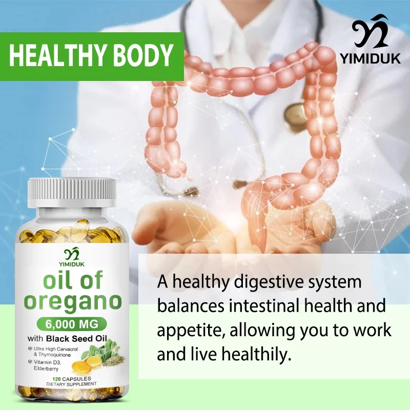 زيت كبسولات أوريجانو، مع زيت البذور السوداء، التوت، فيتامين د3، يدعم صحة الجهاز الهضمي، وتعزيز المناعة والعظام والمفاصل #6