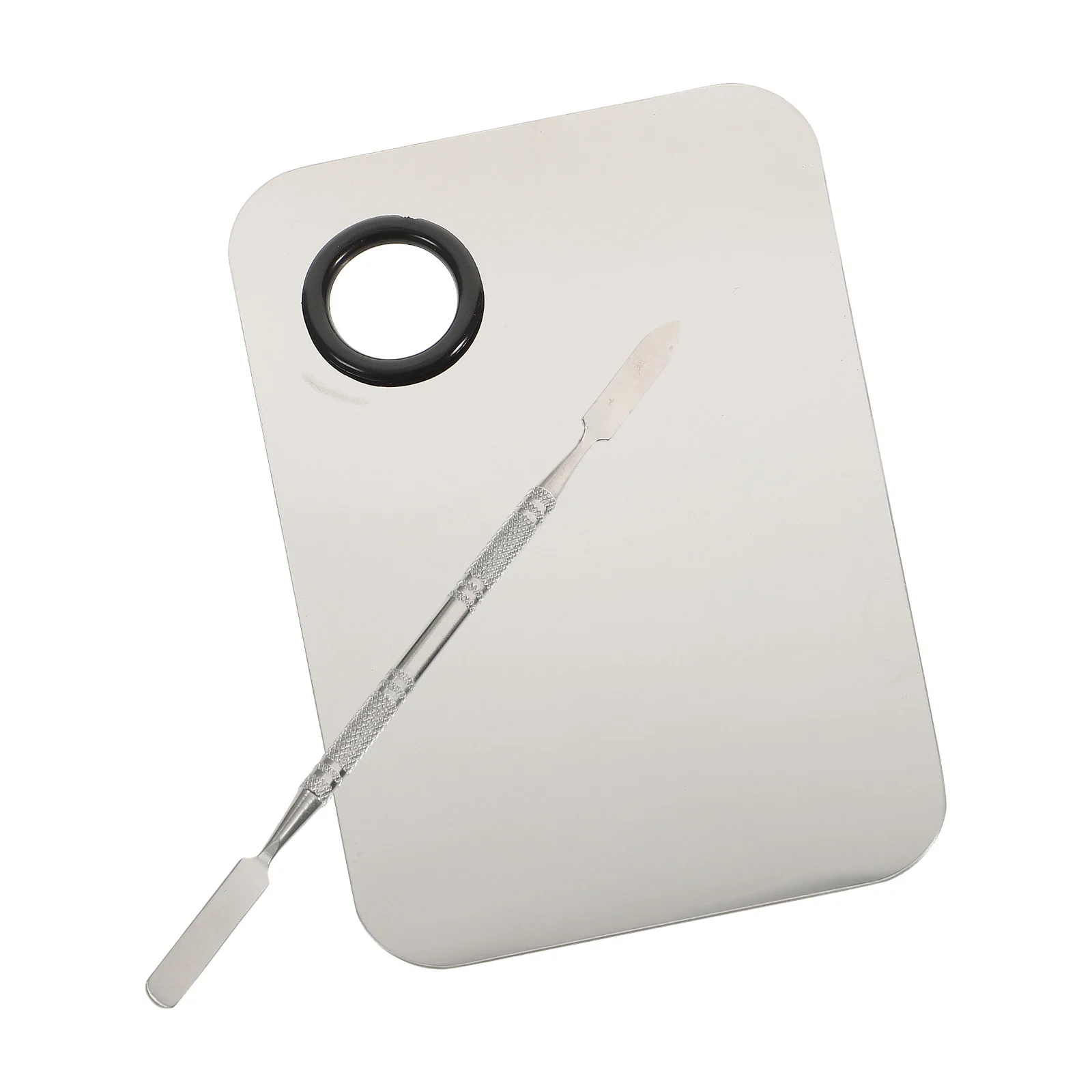 

Makeup Mixing Palette Stainless Steel 6.29 Inch Spatula For Foundation Blush Eyeshadow Tool Blend Plate