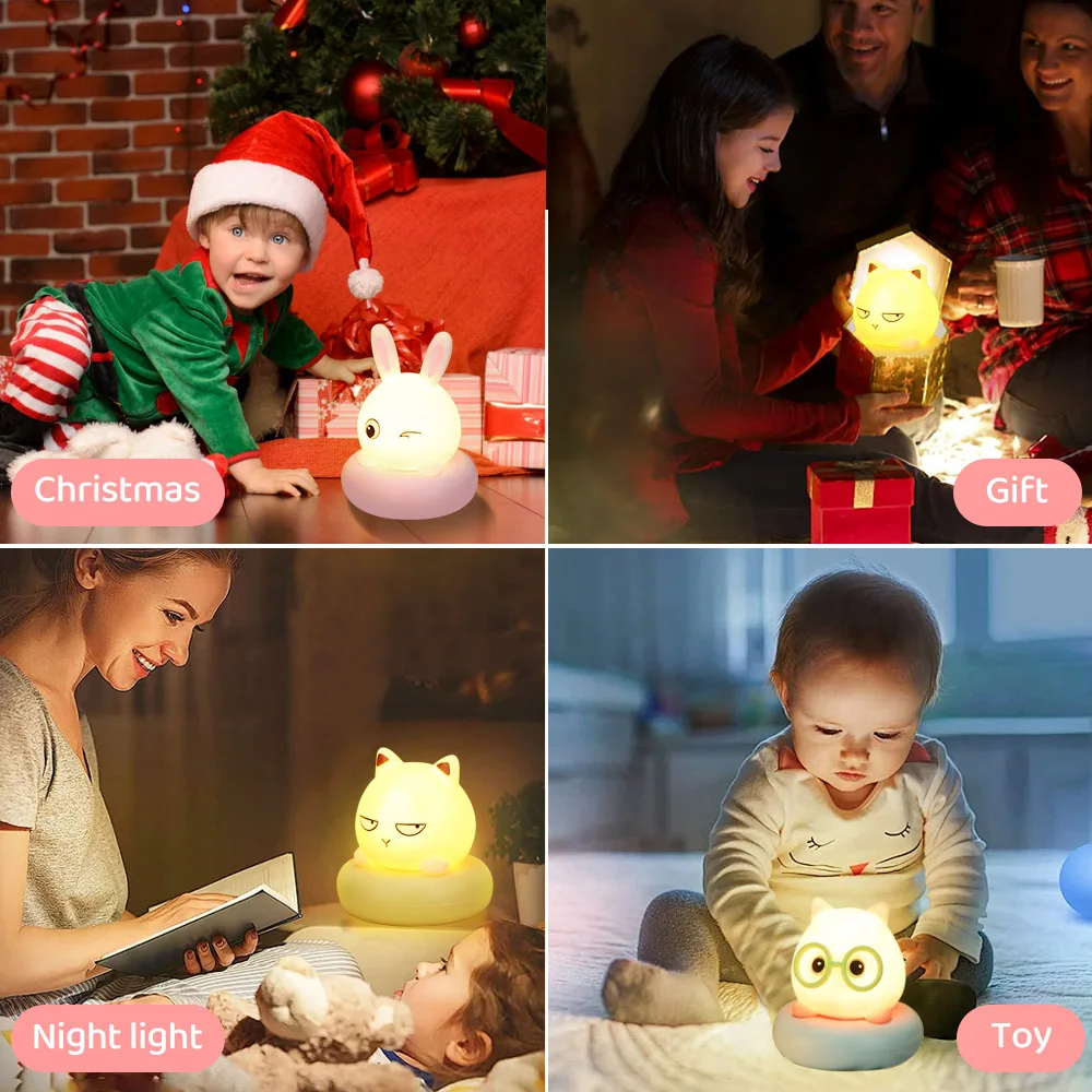 Lovely LED Night Light for Kids 3 Level Dimmable Nursery Sleeping Nightlight  Touch Sensor Beside Lamp for Toddler Decor