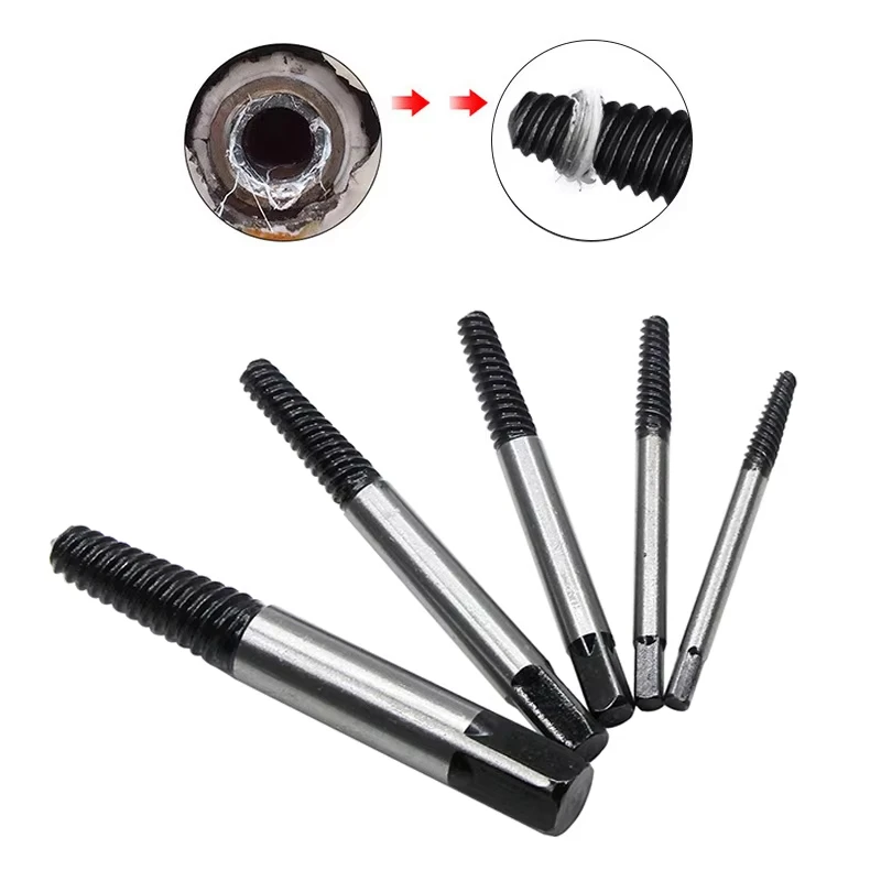 5Pcs Screw Extractor Metal Drill Bit Set Damaged Screws Remover Extractor Woodworking Tools Broken Bolt Water Pipe Extractor