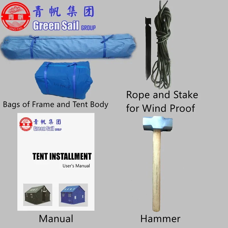 4 Person Standard Waterproof, Fire Retardant Disaster Relief Tent for Refugee Camp