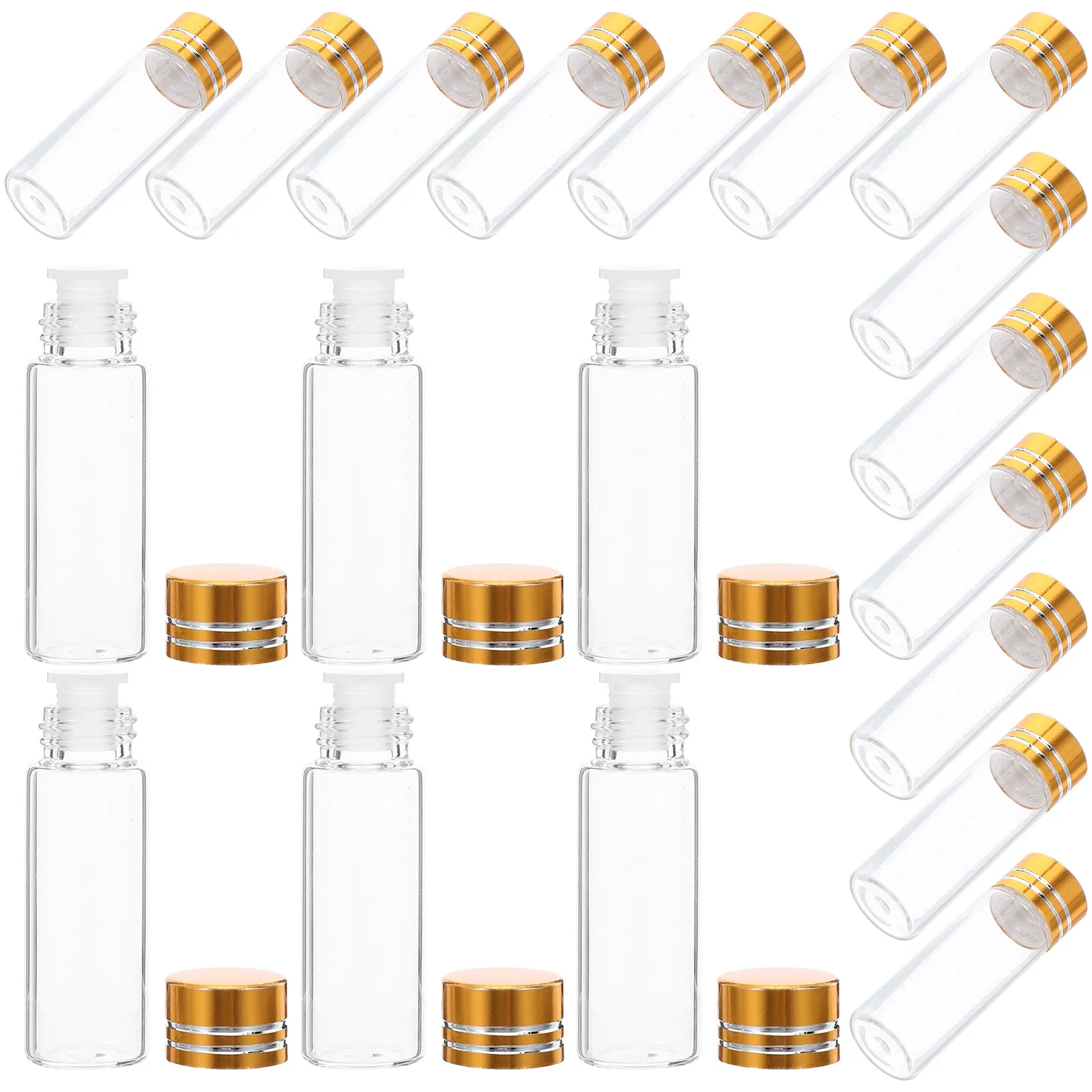 

24Pcs Small Transparent Perfume Sample Bottles 4Ml Crystal Clear Mini Glass Vials Lids for Travel Daily Use