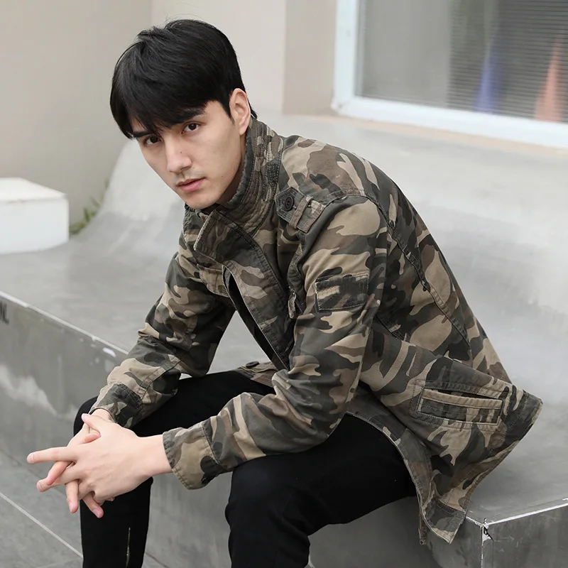 

Men's New Autumn and Winter Cotton Casual Camouflage Tooling Jacket Unhooded Jacket Military Uniform Jacket Mens Jacket