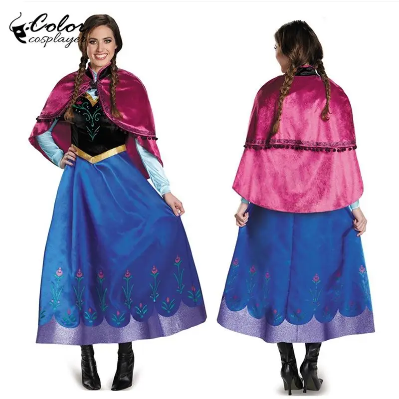 

Halloween Princess Dress Movie Role Anna Cosplay Costume Stage Performance Outfit Festival Women Dress Funny Carnival Gown