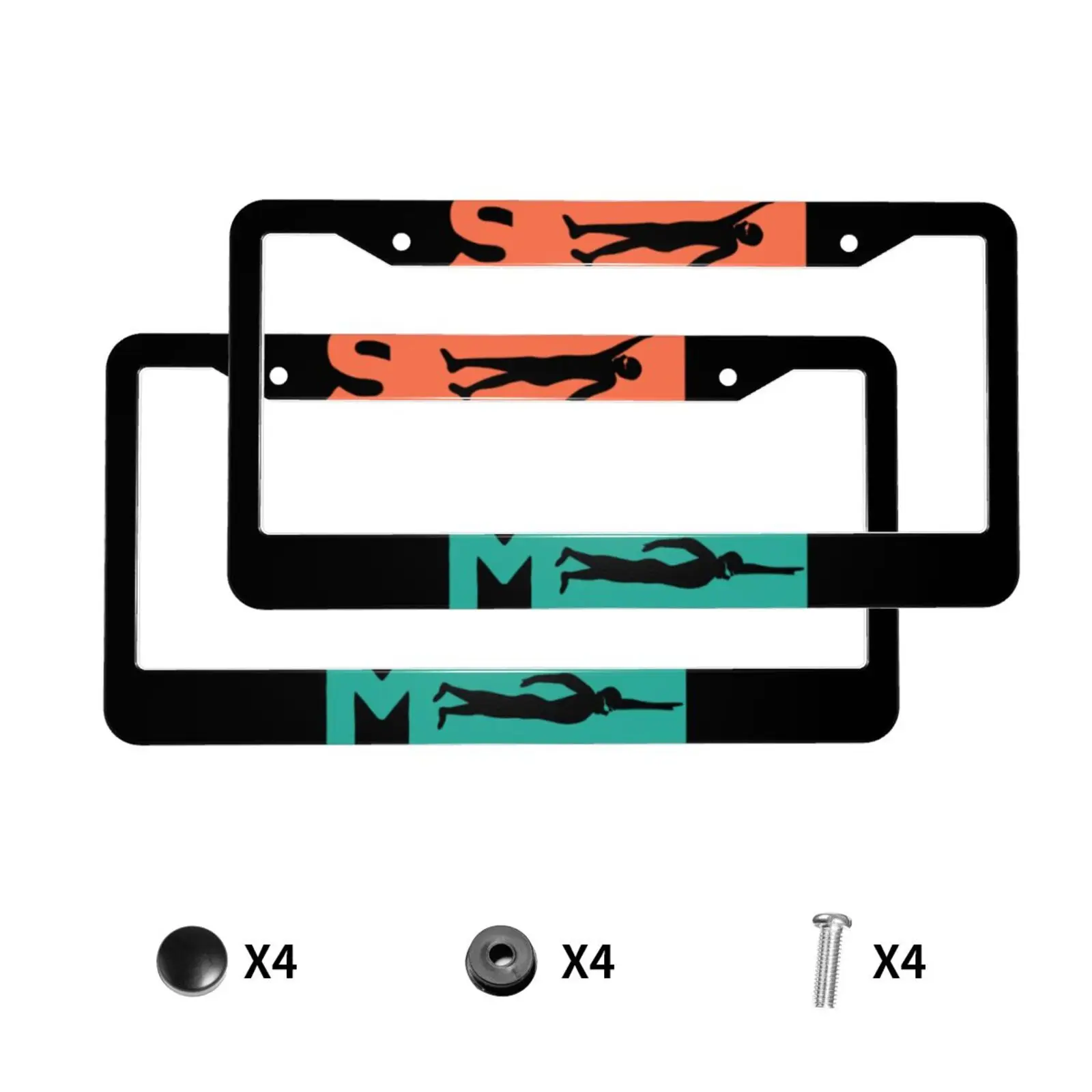 

Забавная ретро-винтажная рамка для номерного знака с принтом для плавания, 2-упаковка держателя номерного знака с 2-мя отверстиями, рамка для автомобильной бирки для женщин и мужчин