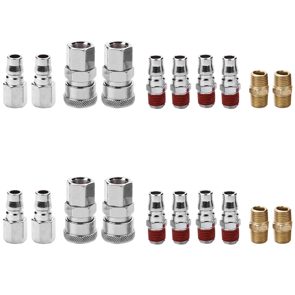 20Pcs 1/4 Inch BSP Air Line Hose Compressor Fitting Connector Coupler Quick Release Pneumatic Parts-A68E