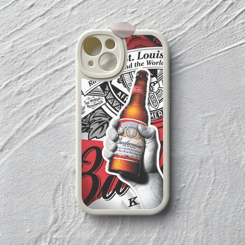 Red Beer Ice B-budweisers  Phone Case For iPhone 15 16 14 11 12 13  lambskin silicone Pro Max Mini X XR XS 7 8 Plus cover