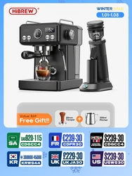 Hibrew halbautomat ische Espresso Cappuccino Kaffee maschine Temperatur einstellbar 58mm Sieb träger Kaffee maschine Metall h10a schwarz