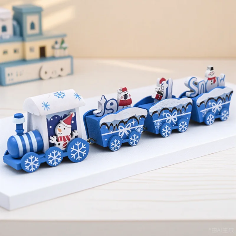 

1pc Wooden Snowman Train Christmas Decor Xmas Party Supplies Gift Holiday Home Decoration Desktop Ornament