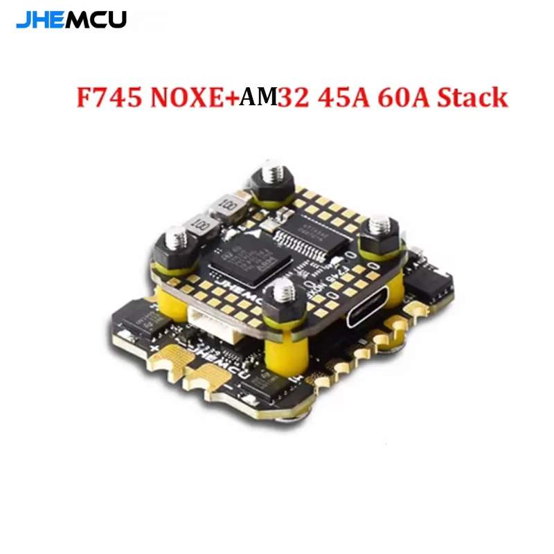 

JHEMCU F745 Mini Flight Controller Stack ICM-42688-P F745 NOXE Flight Controller AM32 45A 60A 4in1 ESC 3-6S20X20mm for FPV Drone