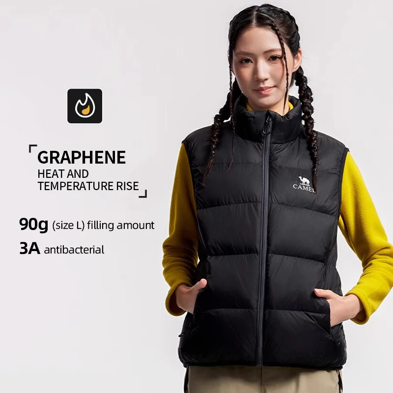 GOLDEN CAMEL Down Vest Unisex Warm Stand Collar Duck Down Jackets for Women Winter Coats Sleeveless Vest Waterproof Outerwears