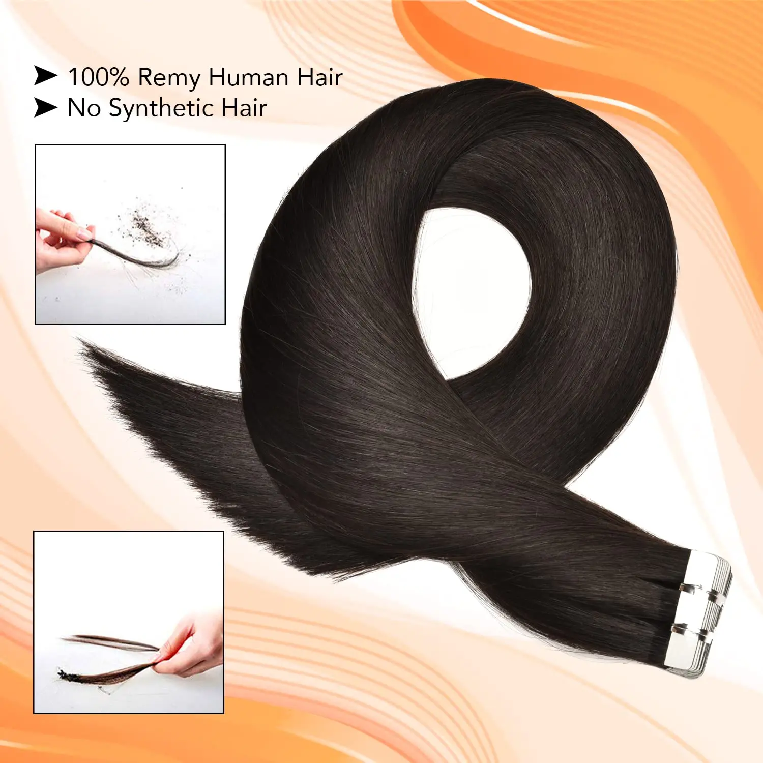 Extensions de Cheveux Humains Lisses Remy, 20 Pièces, 50g