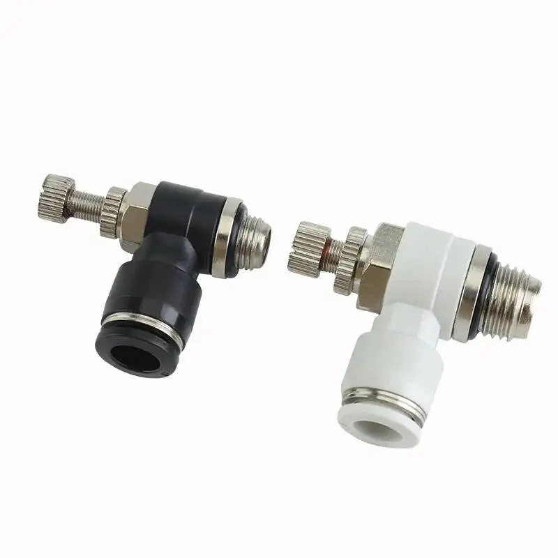 G-الموضوع تركيبات تعمل بالهواء المضغوط الأنابيب اقتران سريع صمام خنق SL8-02 تنظيم سرعة اسطوانة قابل للتعديل