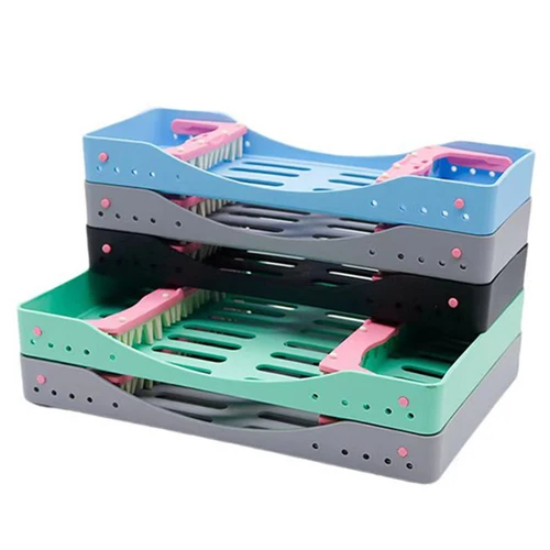 Imagen 2 del producto Suministros dentales, caja de desinfección de plástico Dental colorida, bandejas para colocar, casetes de instrumentos de odontología, herramientas de dentista autoclavadas
