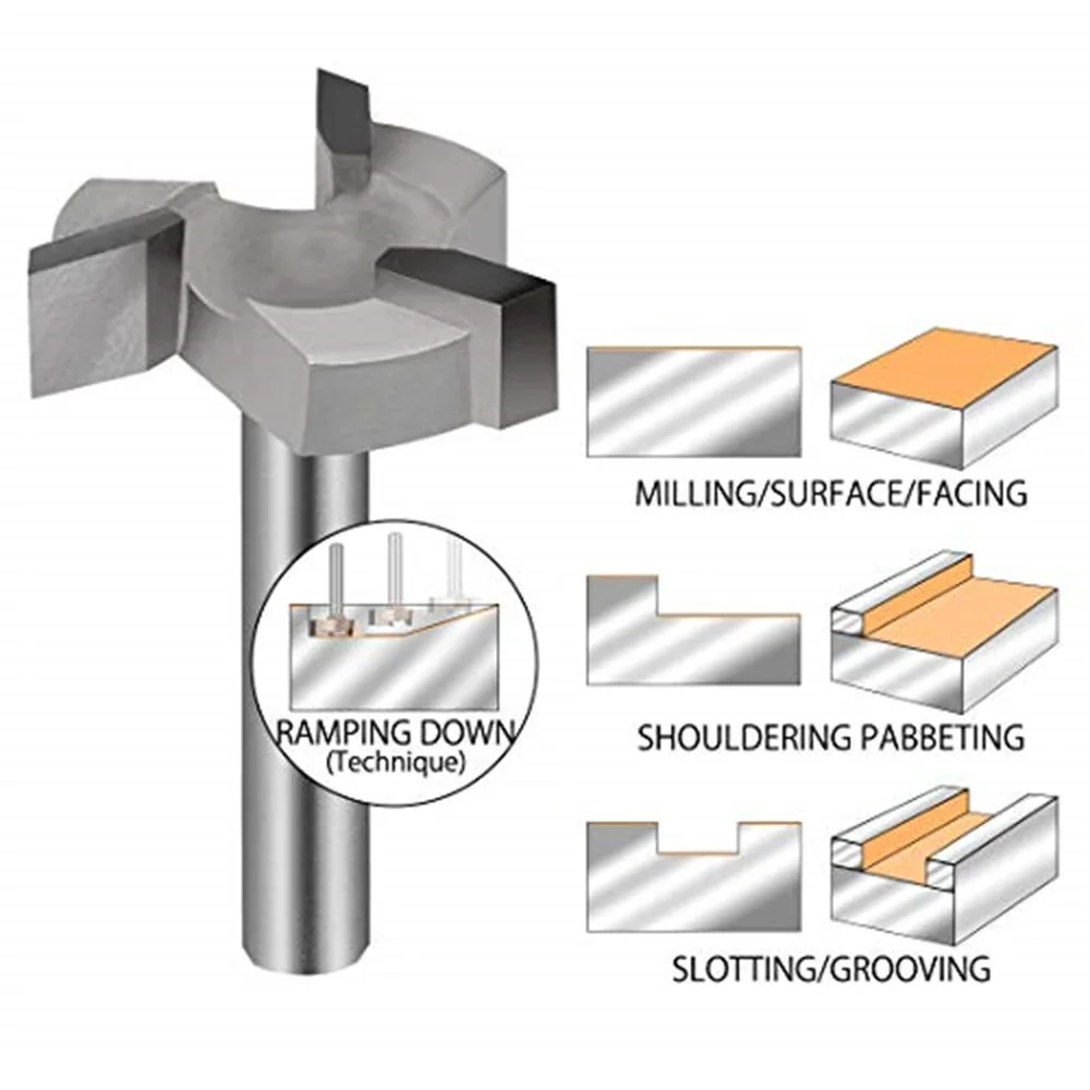 CNC Spoilboard Surfacing Router Bit 1/4 Inch Shank Durable Carbide Tipped Slab Flattening Router Bit Planing Bit Milling Cutter