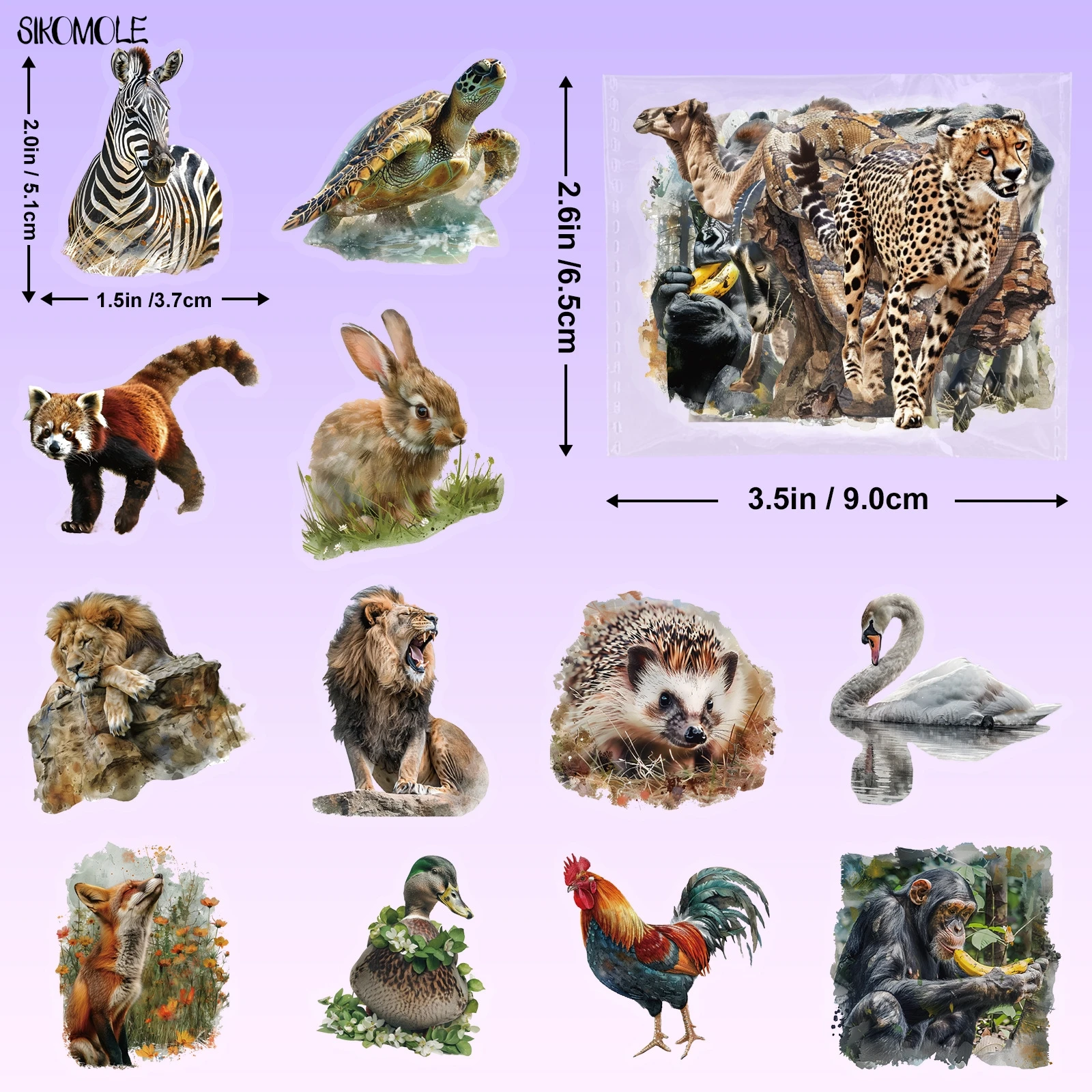 50PCS Super Realistic Animal Images Transparent Graffiti Sticker For Children's Early Education DIY Toys Laptops Decals Stickers