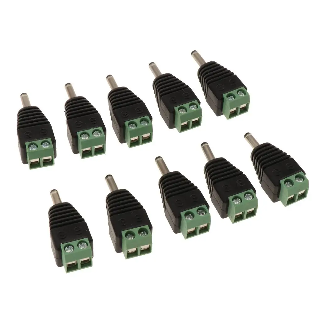 10 Pack Monitor DC Connector Green Socket 3.5x1.3 5V Power Supply Male Welding