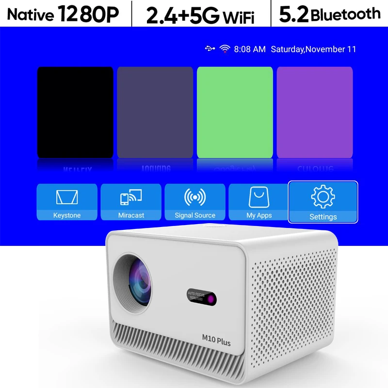 Projector M10 Plus BT5.2 Projector 4K 1280P Auto Levelling Android 11 200 ANSI Dual WIFI Allwinner H713 Home Cinema Projector