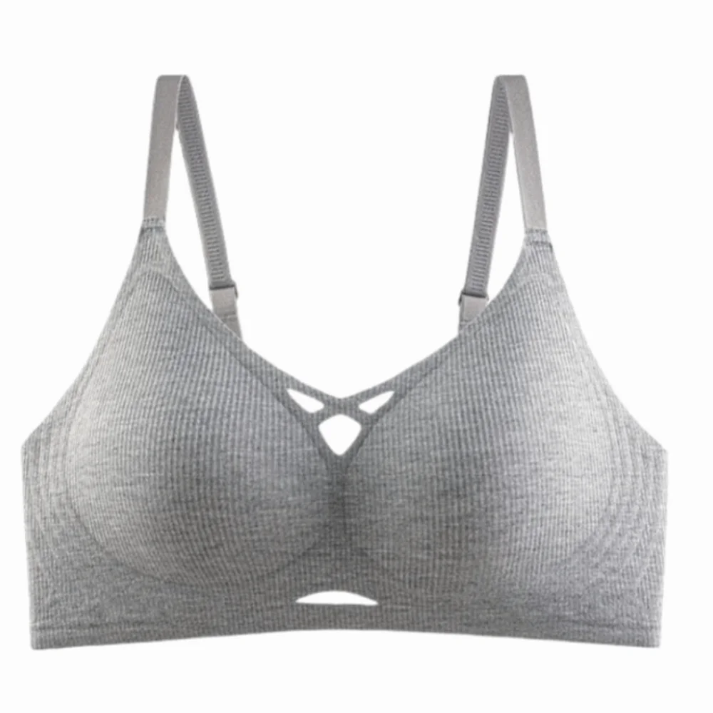 간단한 얇은 중공 원활한 브래지어 여성을위한 충격 방지 Traceless 브래지어 처짐 방지 친밀한 무선 Deep V Bra Sport