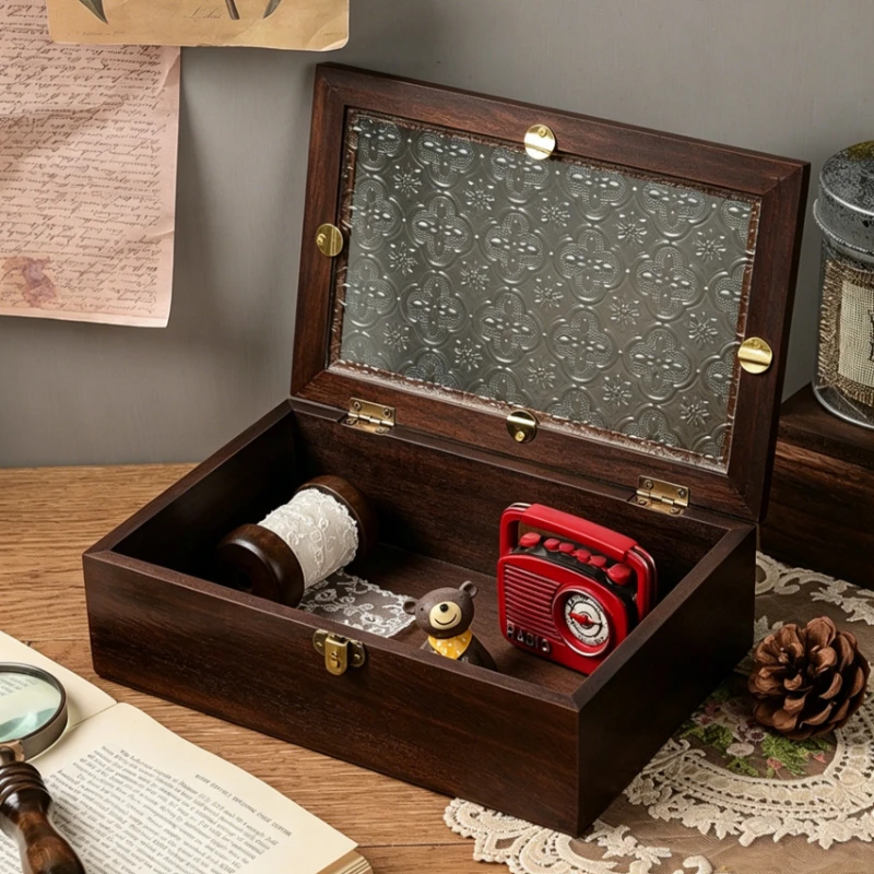 

Vintage Jewelry Organizer Box Wooden Jewelry Storage Case Portable Large Necklace Storage Boxes Luxury Desktop Decoration Cases