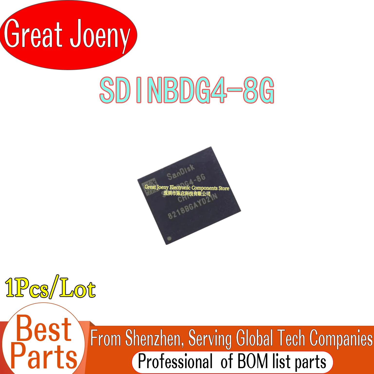 

100% New Original SDINBDG4-8G SDINBDG4 EMMC IC Chipset BGA-153
