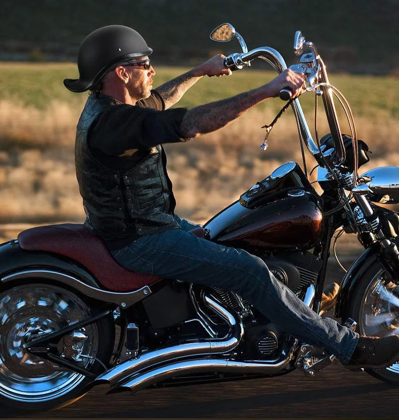 

Мотоциклетный ретро-шлем с открытым лицом, модный трендовый шлем, ретро кожаный шлем для верховой езды