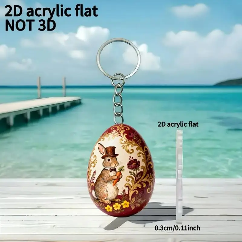 Spring Celebration Rabbit Party Themed 2D Acrylic Keychain Suitable for Car Accessories Backpack & Purse Decorations D7YA