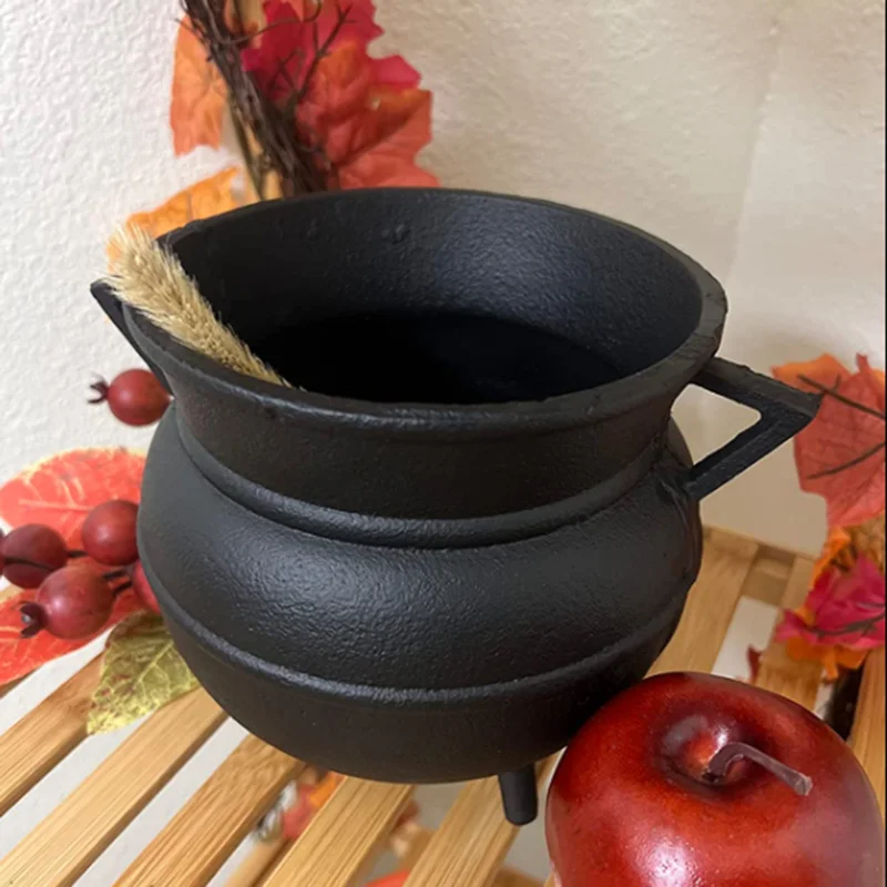 Large Cast Iron Cauldron - Candle Holder and Wax Warmer Ideal for Smudging Witchcraft Incense Burning Halloween Decorations