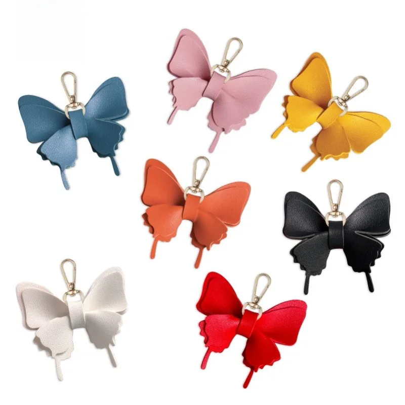 2pcs Butterfly Keychain Bag Charm Cute Car Keyring Pendant PU Leather Butterfly Key Holder Purse Accessories for Women Girls